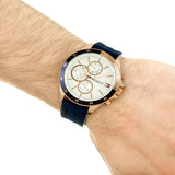Tommy Hilfiger Bank Multifunction Quartz White Dial Blue Rubber Strap Watch for Men - 1791778 Authentic Buy Shop Now