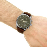 Hugo Boss Skymaster Grey Dial Brown Leather Strap Watch for Men - 1513787 Authentic Buy Shop Now