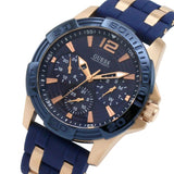 Guess Oasis Blue Dial Blue & Rose Gold Stainless Steel Strap Watch For Men - W0366G4 Authentic Buy Shop Now