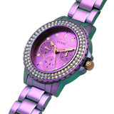 Guess Crown Jewel Diamonds Purple Dial Purple Steel Strap Watch for Women - GW0410L4 Authentic Buy Shop Now