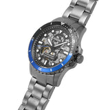 Fossil FB-01 Automatic Skeleton Black Dial Grey Steel Strap Watch for Men - ME3201 Authentic Buy Shop Now