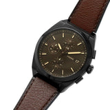 Fossil Everett Chronograph Black Dial Brown Leather Strap Watch for Men - FS5798 Authentic Buy Shop Now