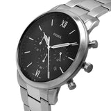 Fossil Neutra Chronograph Black Dial Silver Steel Strap Watch for Men - FS5384 Authentic Buy Shop Now