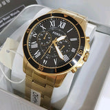 Fossil Inscription Automatic Black Dial Gold Steel Strap Watch for Men - FS5267 Authentic Buy Shop Now