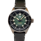 Tag Heuer Autavia Calibre 5 Automatic Olive Green Dial Green Leather Strap Watch for Men - WBE5190.FC8268 Authentic Buy Shop Now