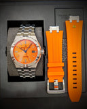 Maurice Lacroix Aikon Limited Edition Automatic Date Orange Dial Silver Steel Strap Watch For Men - AI6008-SS00F-530-1 Authentic Buy Shop Now