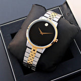 Movado Museum Classic Black Dial Two Tone Steel Strap Watch for Men - 0607200 Authentic Buy Shop Now
