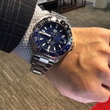 Tag Heuer Aquaracer GMT Calibre 6 Automatic Blue Dial Silver Steel Strap Watch for Men - WAY201T.BA0927 Authentic Buy Shop Now