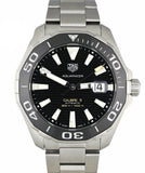 Tag Heuer Aquaracer Caliber 5 Black Dial Silver Steel Strap Watch for Men - WAY201A .BA0927 Authentic Buy Shop Now