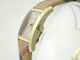 Burberry Pioneer Gold Dial Haymarket Beige Leather Strap Watch for Women - BU9509 Authentic Buy Shop Now