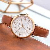 Fossil Jacqueline White Dial Brown Leather Strap Watch for Women - ES3842 Authentic Buy Shop Now