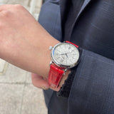 IWC Portofino Automatic Diamonds Silver Dial Red Leather Strap Watch for Women - IW357408 Authentic Buy Shop Now