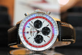 Breitling Navitimer B01 Chronograph 43 Boeing 747 White Dial Black Leather Strap Watch for Men - AB01383B1G1P1 Authentic Buy Shop Now