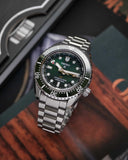 Seiko Prospex GMT Divers Automatic Marine Green Dial Silver Steel Strap Watch For Men - SPB381J1 Authentic Buy Shop Now