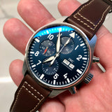 IWC Pilot’s Watch Chronograph Edition “Le Petit Prince” Blue Dial Brown Leather Strap Watch for Men - IW377714 Authentic Buy Shop Now