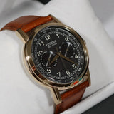 Citizen Eco Drive Multi Function Day & Date Black Dial Brown Leather Strap Watch For Men - AO9003-08E Authentic Buy Shop Now