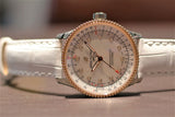 Breitling Navitimer Automatic 35 Mother of Pearl Dial White Leather Strap Watch for Women - U17395211A1P3 Authentic Buy Shop Now