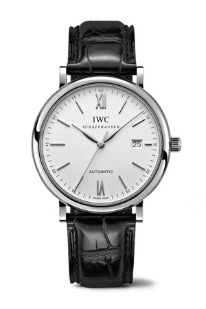 IWC Portofino Automatic White Dial Black Leather Strap Watch for Men - IW356501 Authentic Buy Shop Now