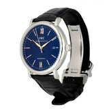 IWC Portofino Automatic Blue Dial Black Leather Strap Watch for Men - IW356523 Authentic Buy Shop Now