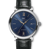 IWC Portofino Automatic Blue Dial Black Leather Strap Watch for Men - IW356523 Authentic Buy Shop Now
