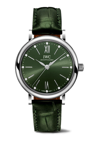 IWC Portofino Automatic Green Dial Green Leather Strap Watch for Women - IW357405 Authentic Buy Shop Now