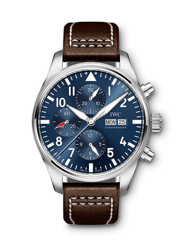 IWC Pilot’s Watch Chronograph Edition “Le Petit Prince” Blue Dial Brown Leather Strap Watch for Men - IW377714 Authentic Buy Shop Now
