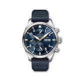 IWC Pilot's Automatic Chronograph 43mm Blue Dial Blue Calfskin Strap Watch for Men - IW377729 Authentic Buy Shop Now