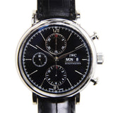IWC Portofino Chronograph Black Dial Black Leather Strap Watch for Men - IW391008 Authentic Buy Shop Now