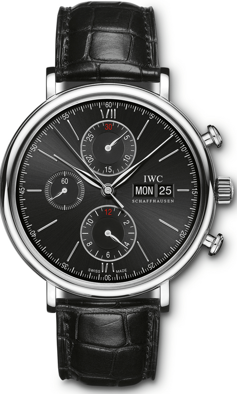 IWC Portofino Chronograph Black Dial Black Leather Strap Watch for Men - IW391008 Authentic Buy Shop Now