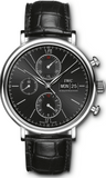 IWC Portofino Chronograph Black Dial Black Leather Strap Watch for Men - IW391008 Authentic Buy Shop Now