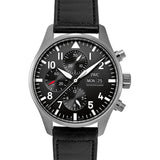 IWC Pilot's Watch Chronograph Black Dial Black Leather Strap Watch for Men - IW377709 Authentic Buy Shop Now