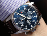 IWC Pilot’s Watch Chronograph Edition “Le Petit Prince” Blue Dial Brown Leather Strap Watch for Men - IW377714 Authentic Buy Shop Now