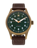IWC Pilot's Watch Automatic Spitfire Green Dial Brown Leather Strap Watch for Men - IW326802 Authentic Buy Shop Now