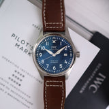 IWC Pilot's Mark XVIII Le Petit Prince Blue Dial Brown Leather Strap Watch for Men - IW327004 Authentic Buy Shop Now