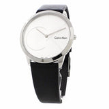 Calvin Klein Minimal Silver Dial Black Leather Strap Watch for Men - K3M211CY Authentic Buy Shop Now