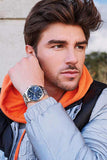 Guess Hendrix Chronograph Blue Dial Silver Steel Strap Watch for Men - W1309G1 Authentic Buy Shop Now