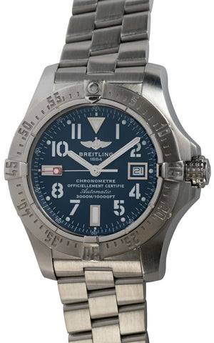 Breitling Aeromarine Avenger Seawolf 45mm Blue Dial Stainless Steel Mens Watch - A1733110/C756 Authentic Buy Shop Now