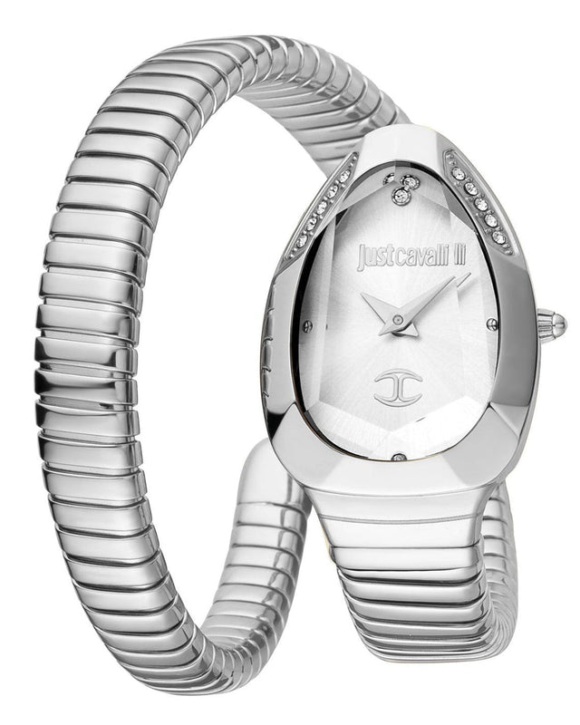 Just Cavalli Serpente Metallica Silver Dial Silver Steel Strap Watch for Women - JC1L208M0015 Authentic Buy Shop Now