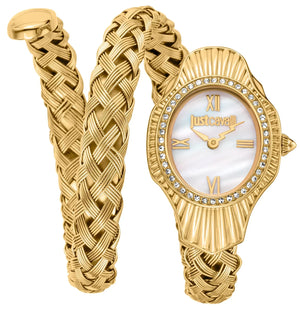 Just Cavalli Twined Mother of Pearl Dial Gold Steel Strap Watch for Women - JC1L305M0045 Authentic Buy Shop Now