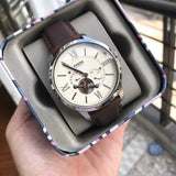 Fossil Townsman Automatic White Dial Brown Leather Strap Watch for Men - ME3064 Authentic Buy Shop Now