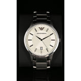 Emporio Armani Classic Quartz White Dial Silver Steel Strap Watch For Men - AR2430 Authentic Buy Shop Now