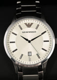 Emporio Armani Classic Quartz White Dial Silver Steel Strap Watch For Men - AR2430 Authentic Buy Shop Now