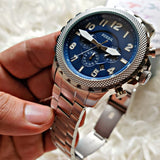 Fossil Bowman Chronograph Blue Dial Silver Steel Strap Watch for Men - FS5604 Authentic Buy Shop Now