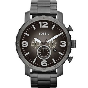 Fossil Nate Chronograph Gunmetal Dial Grey Steel Strap Watch for Men - JR1437 Authentic Buy Shop Now