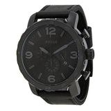 Fossil Nate Chronograph Black Dial Black Leather Strap Watch for Men - JR1354 Authentic Buy Shop Now