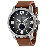 Fossil Nate Chronograph Grey Dial Brown Leather Strap Watch for Men - JR1424 Authentic Buy Shop Now
