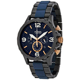 Fossil Nate Chronograph Blue Dial Two Tone Steel Strap Watch for Men - JR1494 Authentic Buy Shop Now