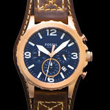 Fossil Nate Chronograph Blue Dial Brown Leather Strap Watch for Men - JR1505 Authentic Buy Shop Now