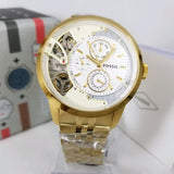 Fossil Townsman Chronograph Skeleton Gold Dial Gold Steel Strap Watch for Men - ME1137 Authentic Buy Shop Now