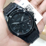 Fossil Nate Chronograph Black Dial Black Leather Strap Watch for Men - JR1510 Authentic Buy Shop Now